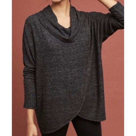 SATURDAY SUNDAY top Sz S Tulip Hem Anthropologie Wendy knit tunic Cowl Neck New - Picture 2 of 8